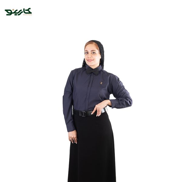 لباس سالن کار زنانه سرمه ای و مشکی مدل دامنی