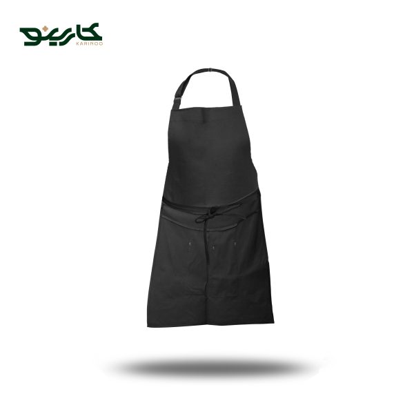 پیش بند بلند مشکی جیب دار