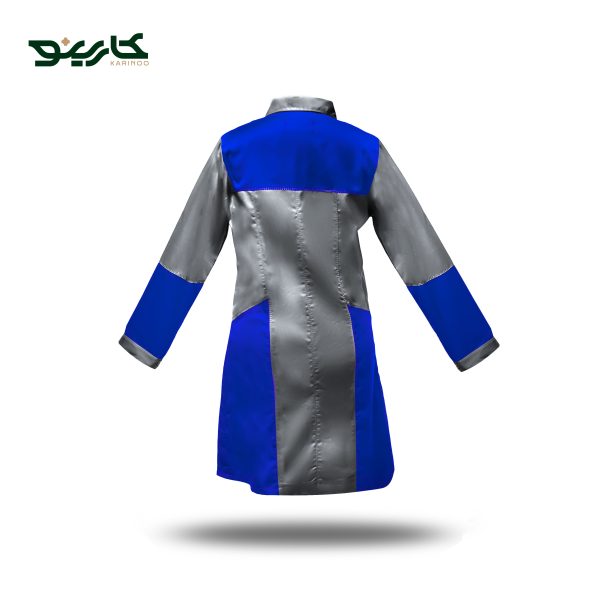 مانتو کار زنانه صنعتی طوسی آبی طرح سیلور