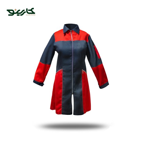 مانتو کار زنانه صنعتی مشکی قرمز طرح سیلور