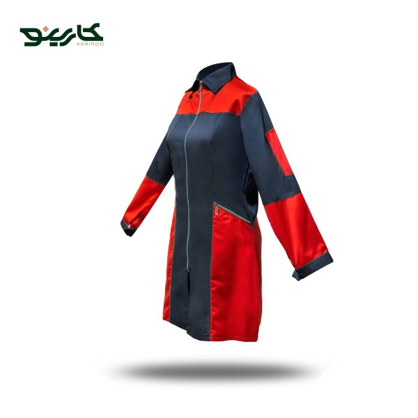 مانتو کار زنانه صنعتی مشکی قرمز طرح سیلور