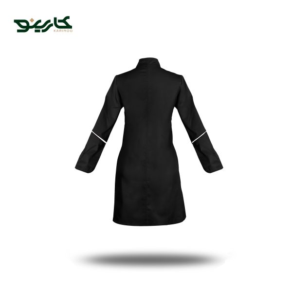 روپوش سرآشپز زنانه مشکی سفید مدل قاپکدار