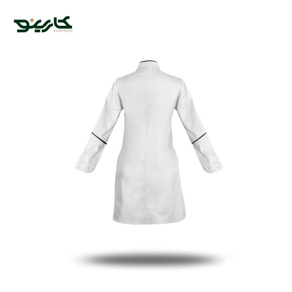 روپوش سرآشپز زنانه سفید مشکی مدل قاپکدار