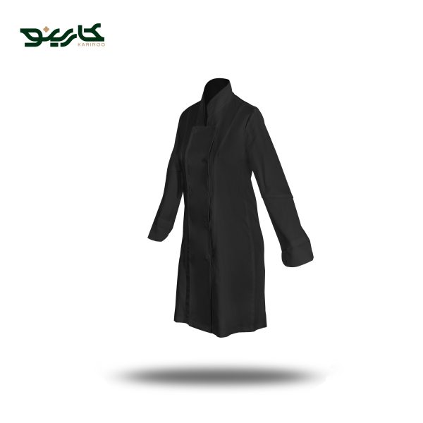 روپوش سرآشپز زنانه مشکی مدل قاپکدار