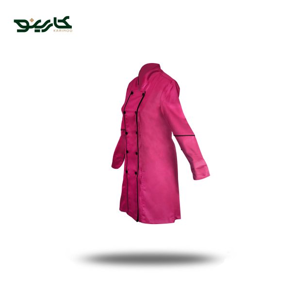 روپوش سرآشپز زنانه زرشکی مشکی مدل قاپکدار