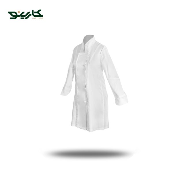 روپوش سرآشپز زنانه سفید مدل قاپکدار