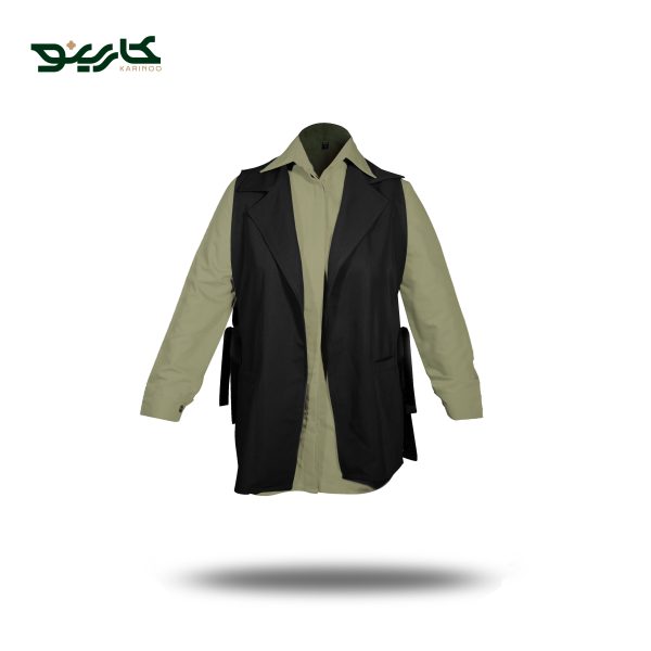 شومیز زنانه سبز ساده به همراه کاور کت