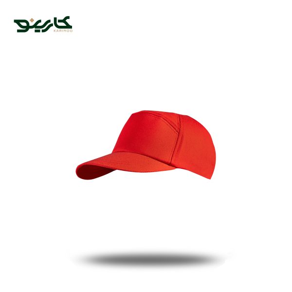 کلاه کپ قرمز ساده کتان مدل جلو تلویزیونی